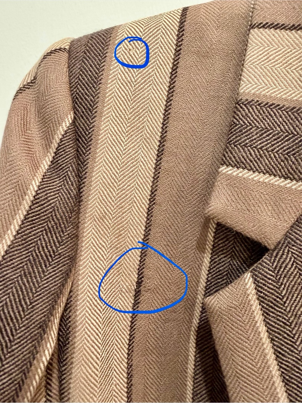 Vintage 90s Stirling Cooper London NY 100% Wool Striped Herringbone Blazer Brown - Picture 11 of 13